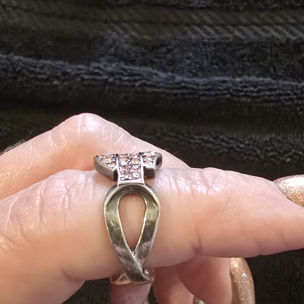 Harley-Davidson Silver and Pink Crystal Ring - Picture 3 of 6